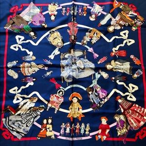 Hermes-Paris Silk Twill Scarf 90x90cm HELLO DOLLY